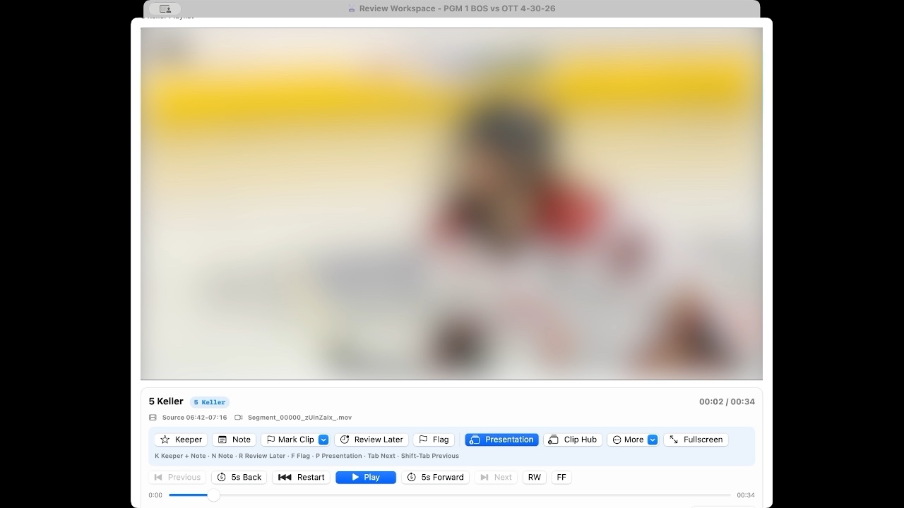 Kaish Analyst bounded clip player with the game picture blurred and clip controls sharp