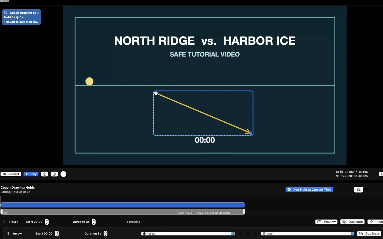 Kaish Analyst paused fictional clip with a coaching arrow