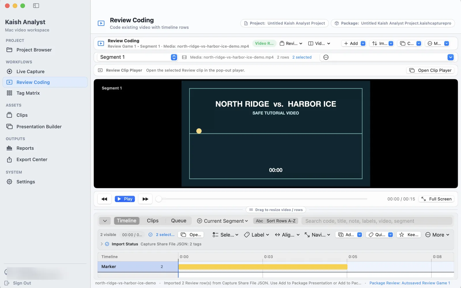Kaish Analyst Review Coding with fictional video and populated events
