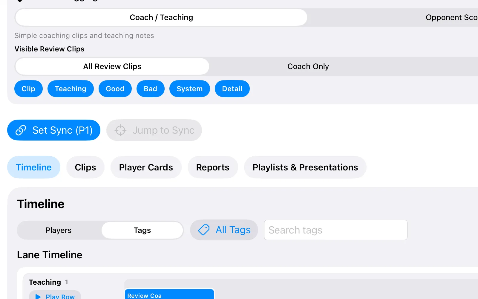 Kaish App Review timeline used to verify imported Capture tags