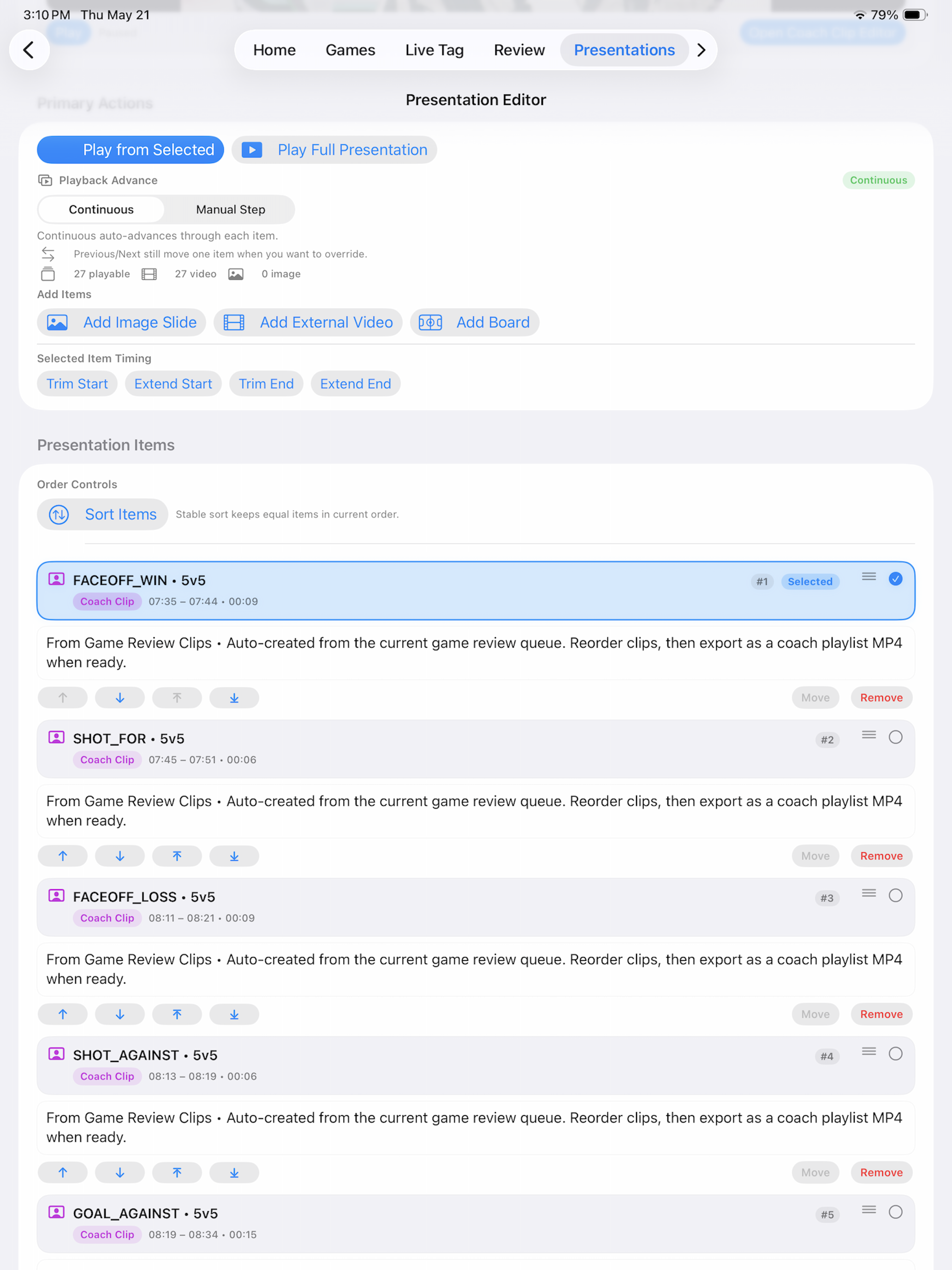Kaish App presentation builder screen