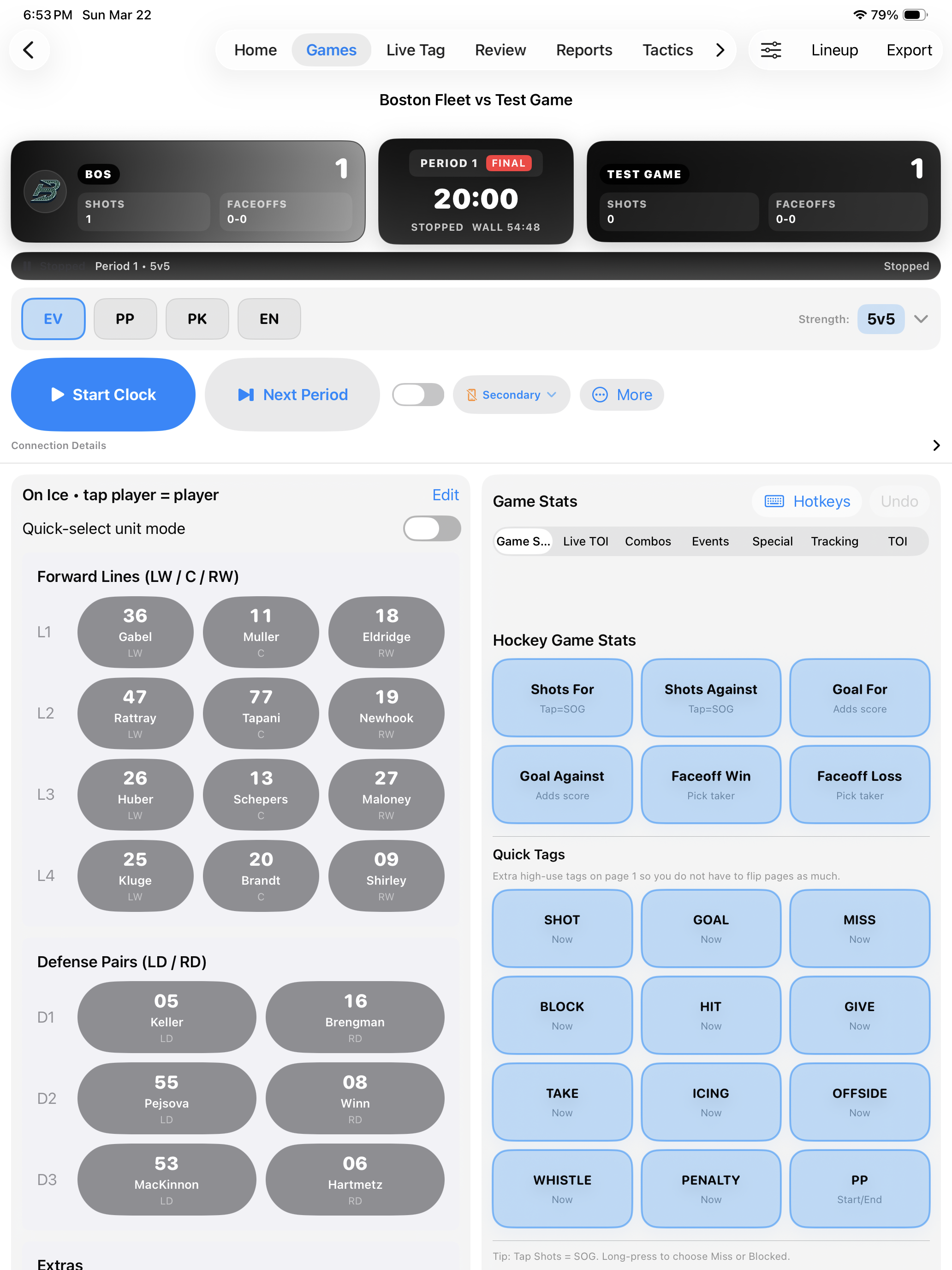 Kaish Live Game Sync session view