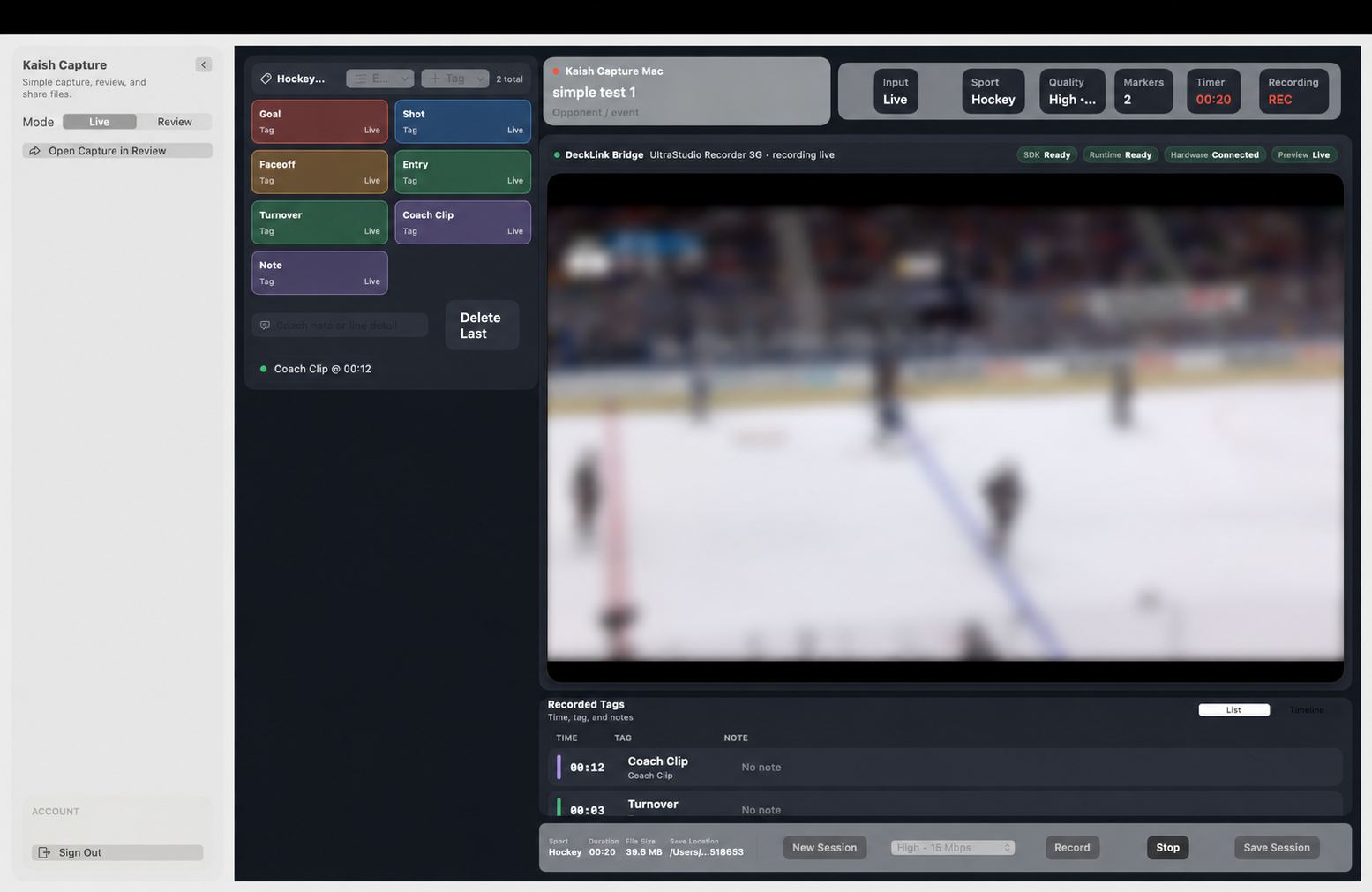 Kaish live tagging screen